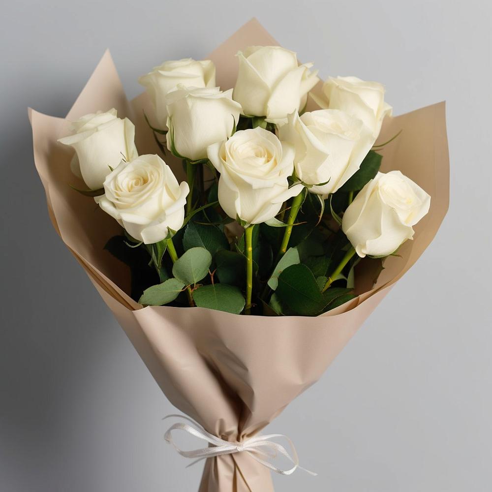 Букет 9 Белых роз Эдлесс Лав в Приаргунске