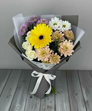 Букет цветов из:  Розы, Герберы и Хризантемы в Приаргунске