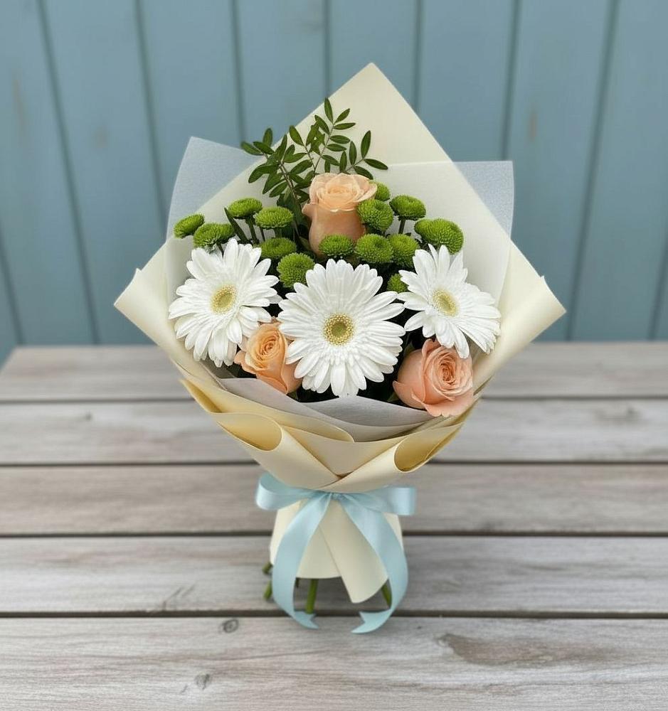 Букет цветов из: Герберы, Розы и Хризантемы в Приаргунске
