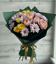 Букет цветов из:  Хризантемы и Розы в Приаргунске