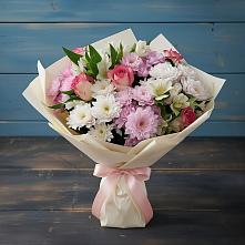 Букет цветов из:  Хризантемы, Альстромерии и Розы #REPLACE_PRED# Приаргунске