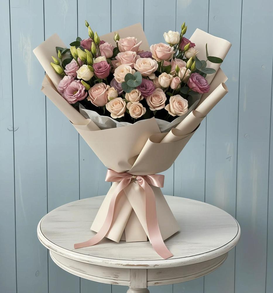 Букет цветов из: Розы и Лизиантусы в Приаргунске