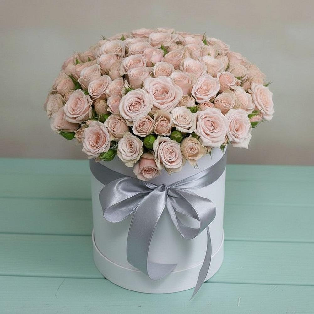 Цветочная композиция из Розы в шляпной коробке в Приаргунске